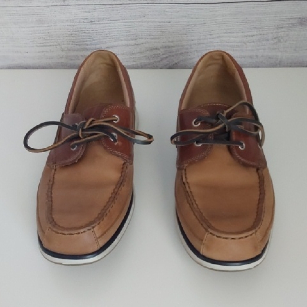 Men's Tan Leather Boat Shoes